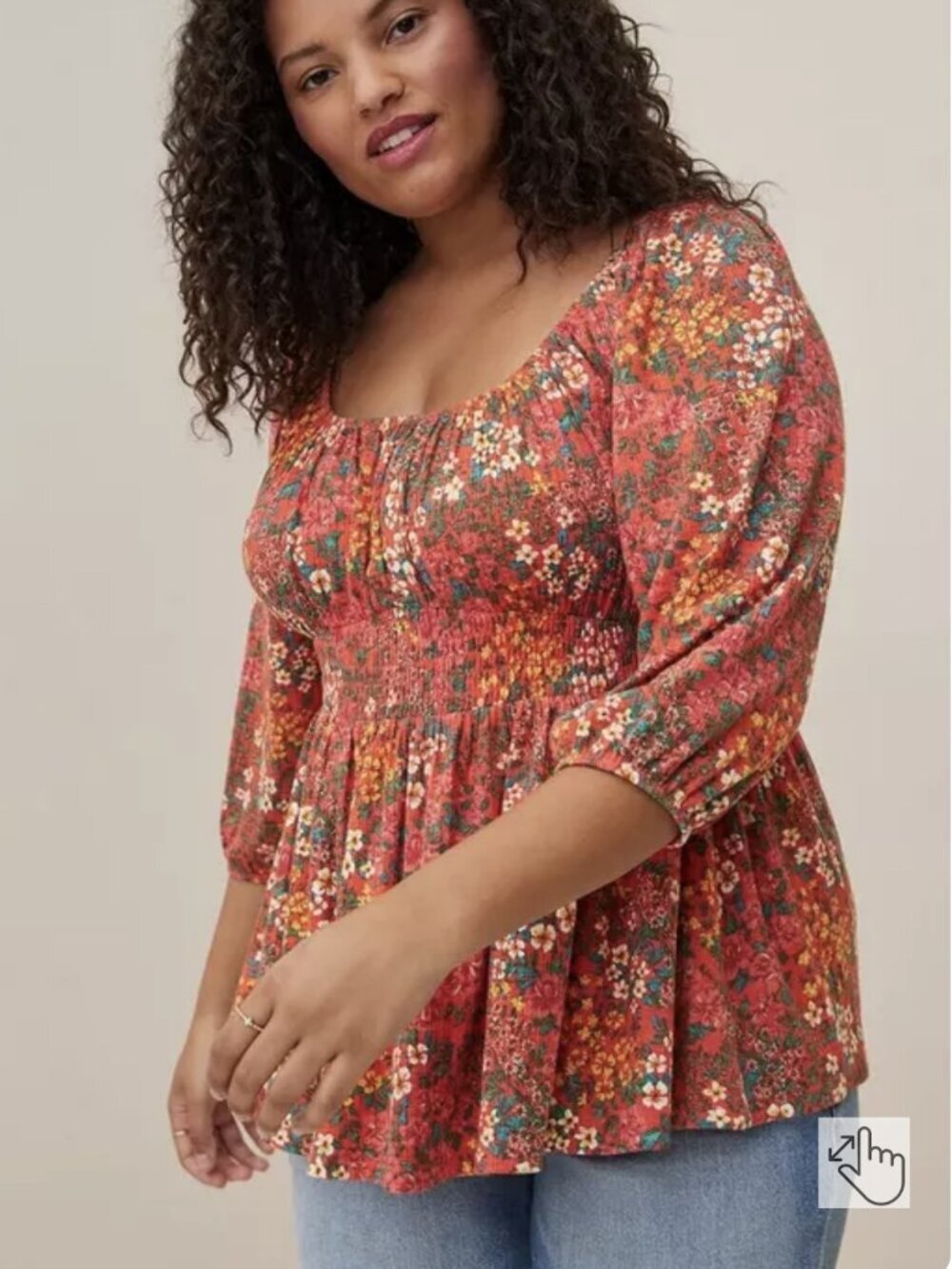 Torrid Textured Jersey Smocked Waist Top
